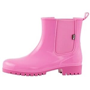 planone Short Rain Boots Women Fashion Waterproof Chelsea Boots - Wild Rose Pink
